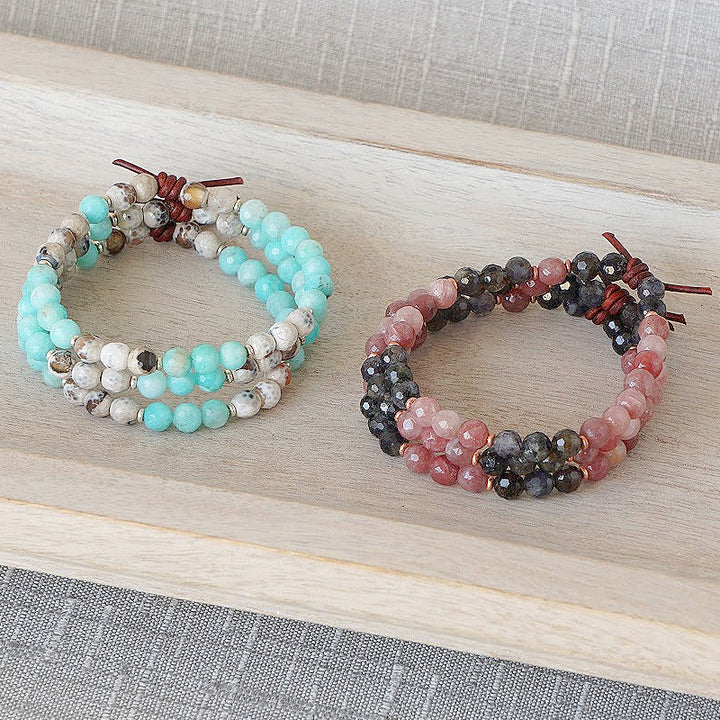 1437 Iolite Mini Bracelet and 1437 Amazonite Mini Bracelet Stacks of Three, I Love You Forever, Secret Code Bracelet, Love, I Love You, Secret Love Code