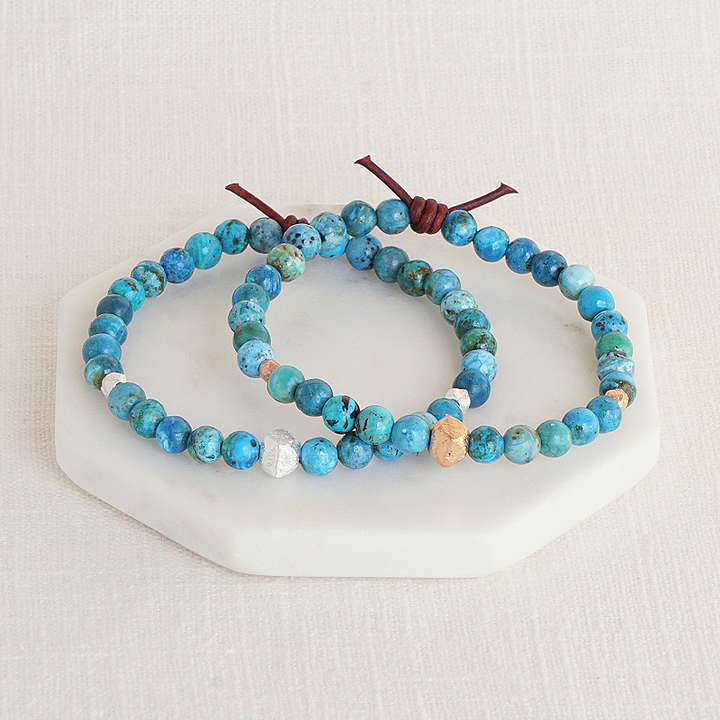 Blue Azurite Affirmation Mini Bracelet | Choose your Affirmation