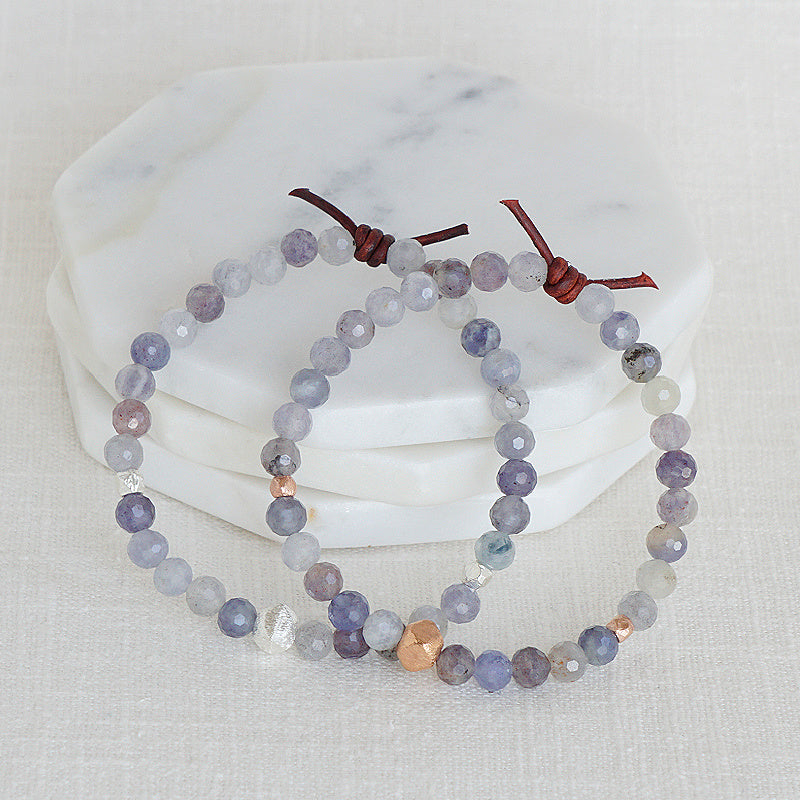 Purple Iolite Affirmation Mini Bracelet | Choose your Affirmation