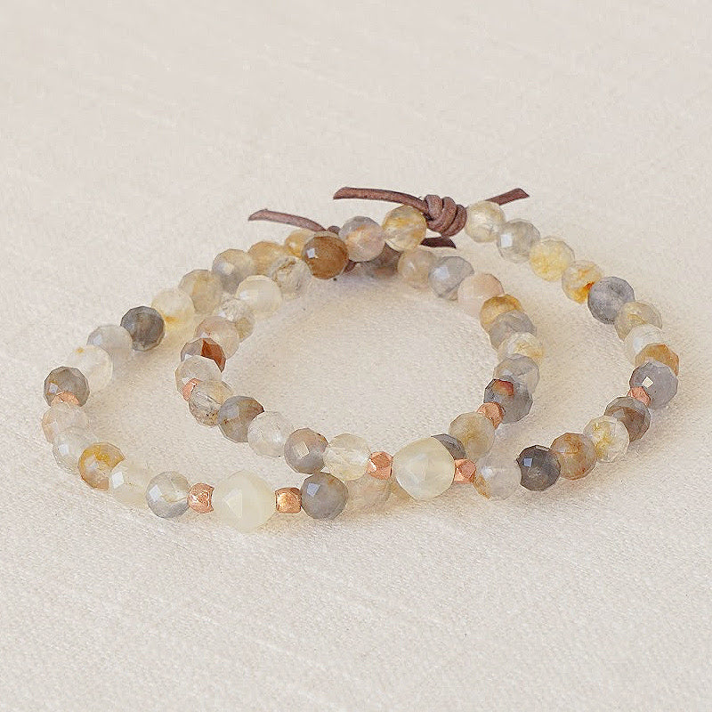 Be Kind Mini Bracelet - Golden Phantom Quartz & Moonstone | A Meaningful Everyday Bracelet