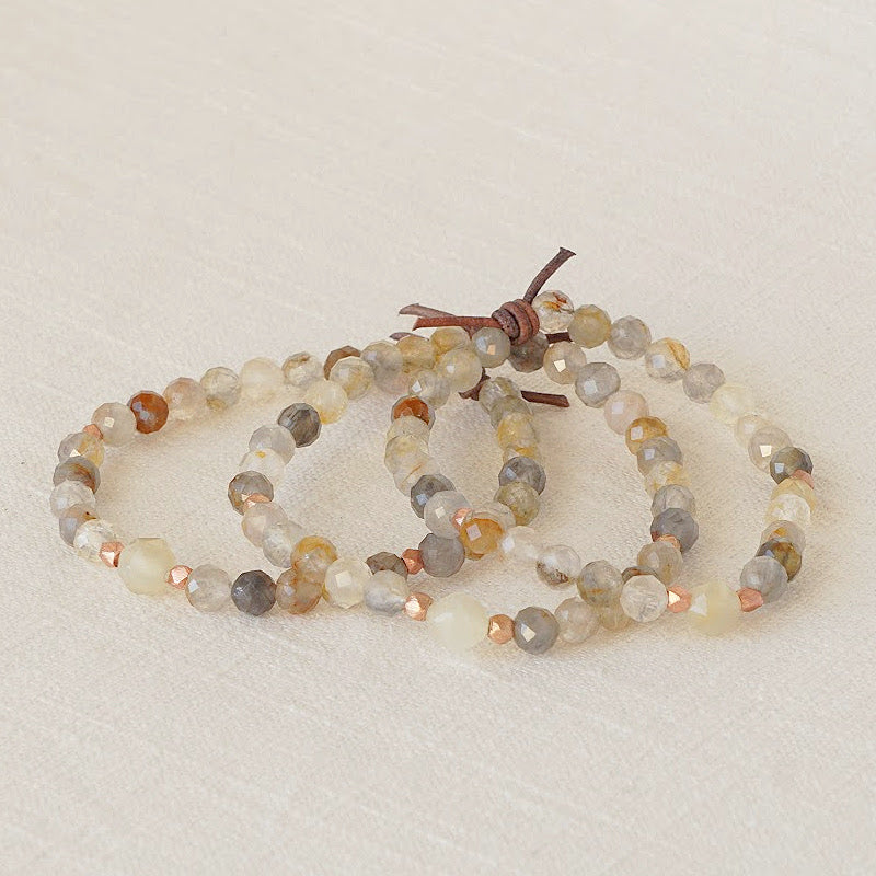 Be Kind Mini Bracelet - Golden Phantom Quartz & Moonstone | A Meaningful Everyday Bracelet
