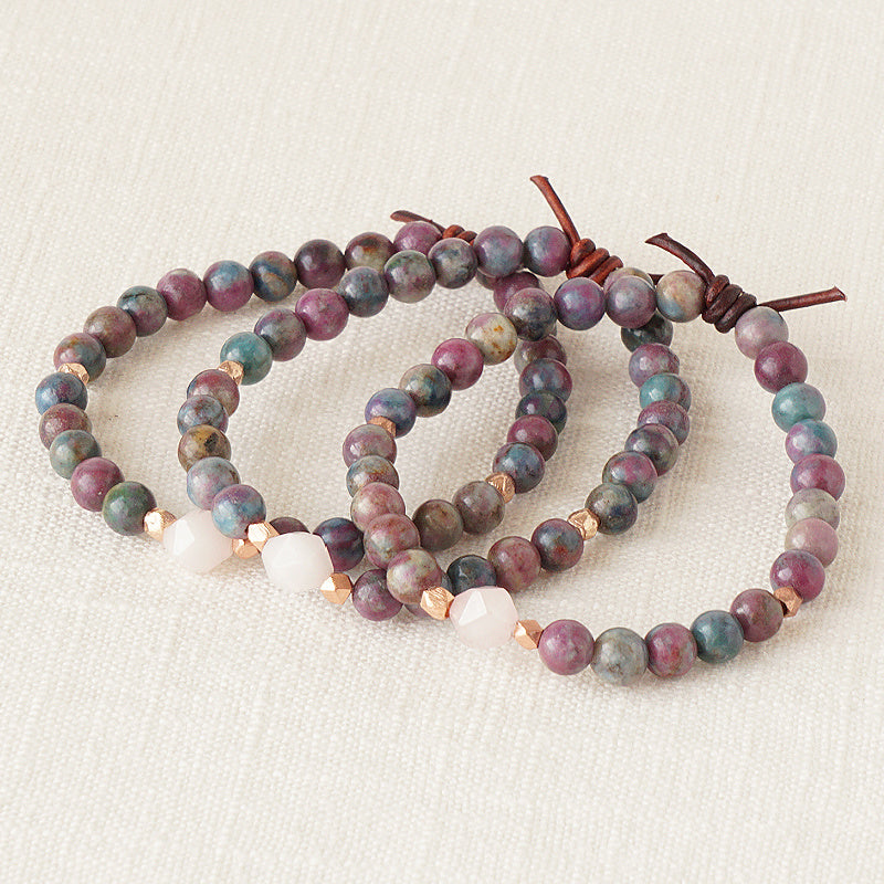 Be Kind Mini Bracelet - Ruby Kyanite & Rose Quartz | A Meaningful Everyday Bracelet