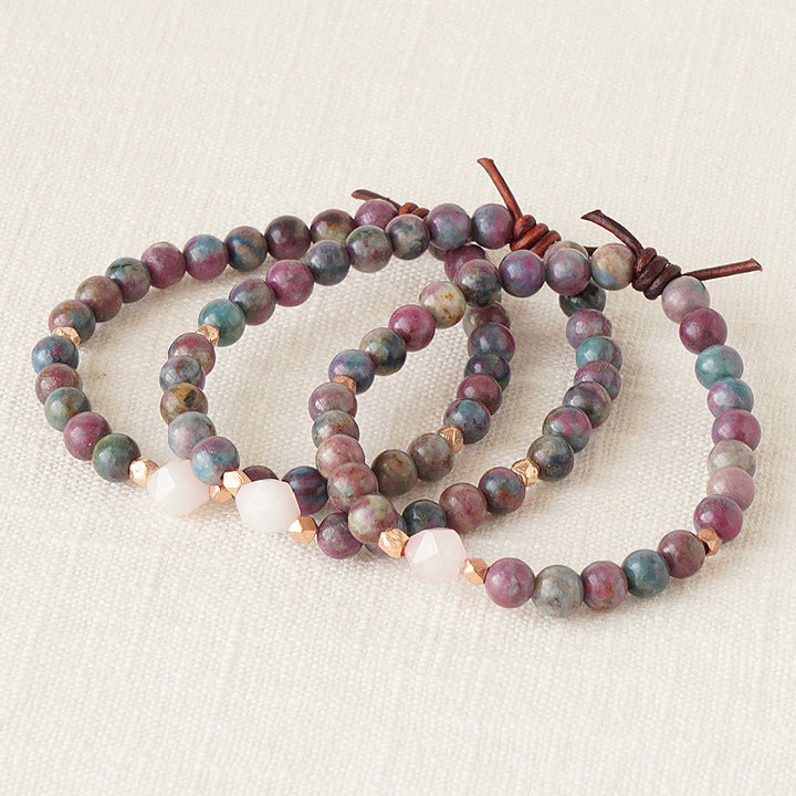 Be Kind Mini Bracelet - Ruby Kyanite & Rose Quartz | A Meaningful Everyday Bracelet