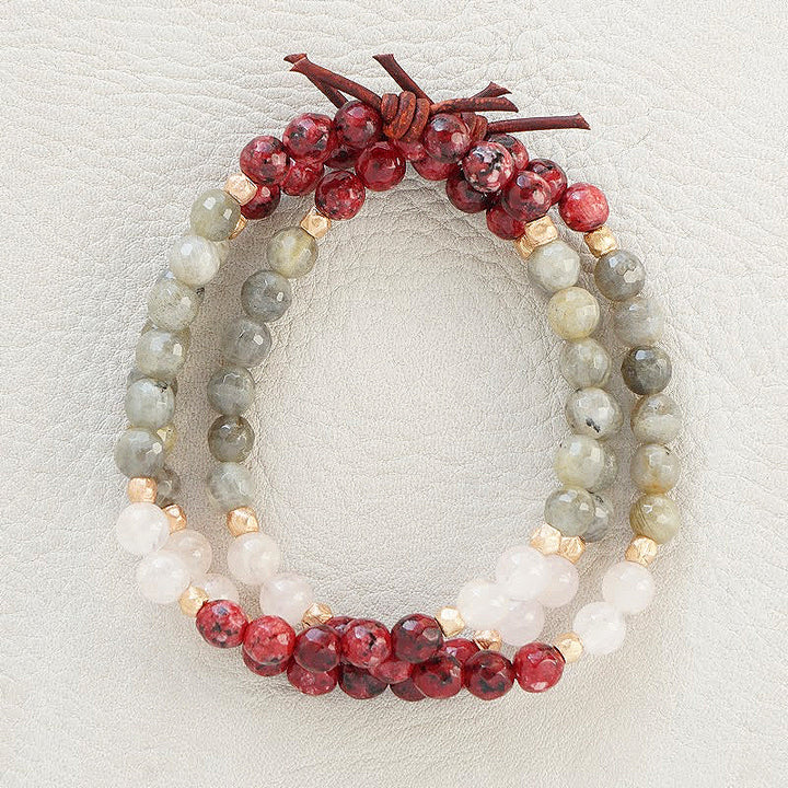 Be Unapologetically You Red Mini Bracelet Stack - A meaningful bracelet for the gal who needs a daily reminder to be courageous & brave in all she does.
