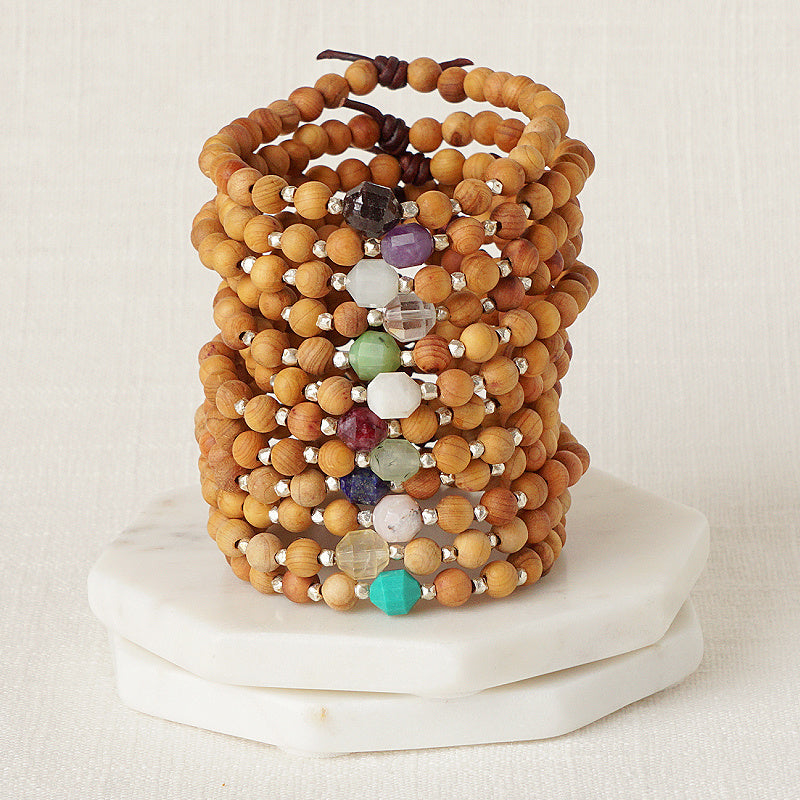 Birthstone Mini Bracelets | Gemstone Prism & Sandalwood Bracelets March | Aquamarine