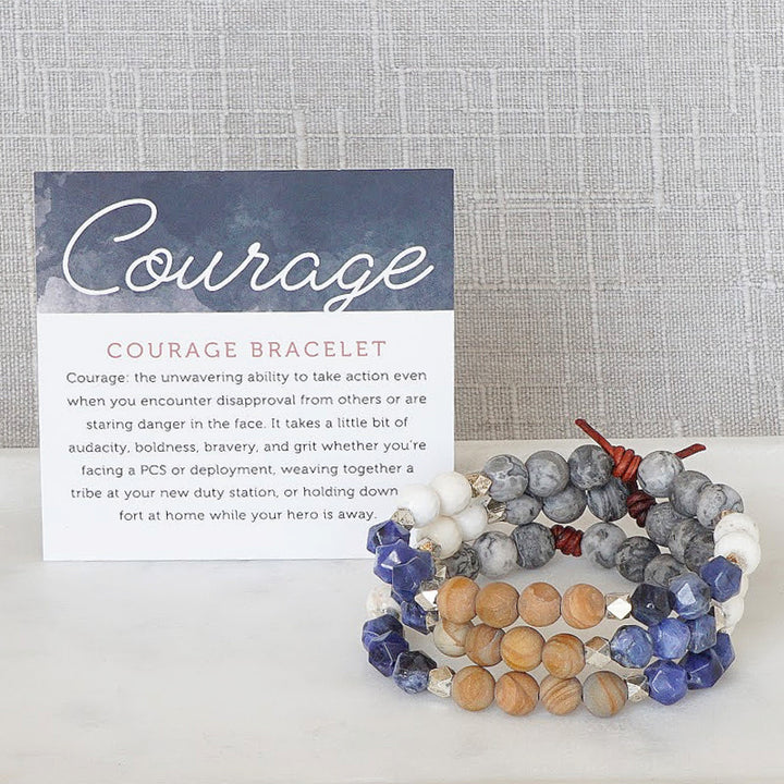 Courage Bracelet with Meaning Card - Wear the Courage Bracelet as your everyday reminder to trust that the same courageous spirit that carries our heroes into battle also lives in your heart and will guide you when you reach the next fork in the road.