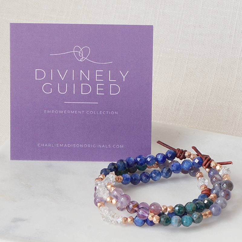 Divinely Guided Bracelet with Meaning Card - Wear this bracelet as your everyday reminder to open yourself up to the unexpected, connect to the divine wisdom inside you - and when you need it, feel empowered to ask for guidance, then get still and listen for answers.