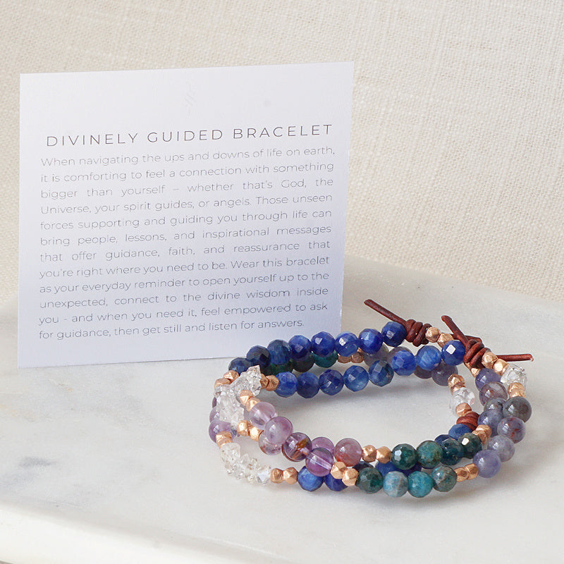 Divinely Guided Bracelet with Meaning Card - Wear this bracelet as your everyday reminder to open yourself up to the unexpected, connect to the divine wisdom inside you - and when you need it, feel empowered to ask for guidance, then get still and listen for answers.
