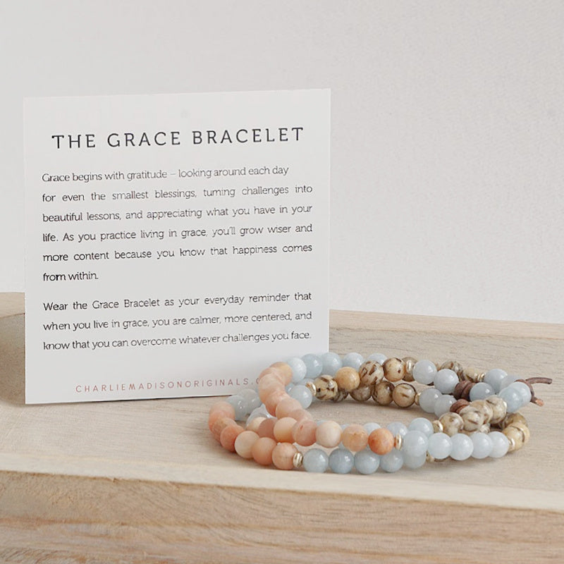 Grace Mini Bracelet with Meaning Card - Grace begins with gratitude – looking around each day for even the smallest blessings, turning challenges into beautiful lessons, and appreciating what you have in your life. As you practice living in grace, you’ll grow wiser and more content because you know that happiness comes from within. Wear the Grace Bracelet as your everyday reminder that when you live in grace, you are calmer, more centered, and know that you can overcome whatever challenges you face