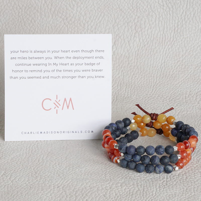 In My Heart Coast Guard Bracelet with Meaning Card - When the other half of your heart is deployed, time seems to pass at a snail’s pace and loneliness walks beside you wherever you go. Staying connected to what matters most will help you navigate the tough times. Each day of deployment, slip this bracelet around your wrist as your everyday reminder that your hero is always in your heart even though there are miles between you.