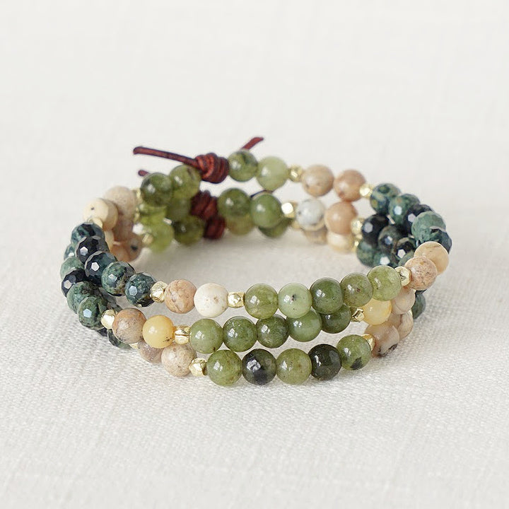 Military Family Mini Bracelet in Green Stack of Three, Military Jewelry, Military Family Jewelry, Deployment, PCS, Military Spouse Jewelry