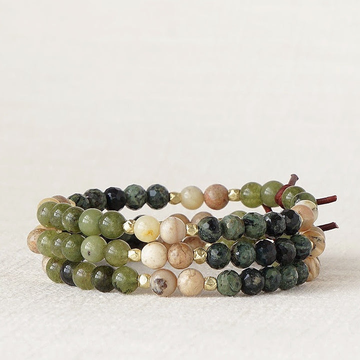 Military Family Mini Bracelet in Green Stack of Three, Military Jewelry, Military Family Jewelry, Deployment, PCS, Military Spouse Jewelry