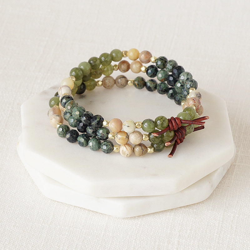 Military Family Mini Bracelet in Green Stack of Three, Military Jewelry, Military Family Jewelry, Deployment, PCS, Military Spouse Jewelry