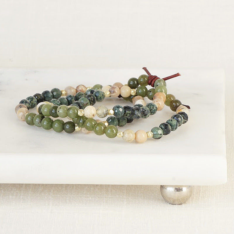 Military Family Mini Bracelet in Green Stack of Three, Military Jewelry, Military Family Jewelry, Deployment, PCS, Military Spouse Jewelry