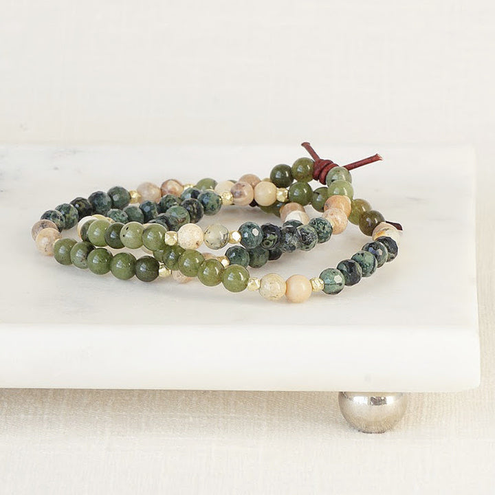 Military Family Mini Bracelet in Green Stack of Three, Military Jewelry, Military Family Jewelry, Deployment, PCS, Military Spouse Jewelry