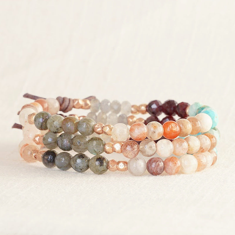 Thrive Mini Bracelet Stack of Three, Empowerment Collection, Embrace Opportunities, Embrace Change, Celebrate Seasons of Life, Learn, Grow, Growth, Feel Empowered