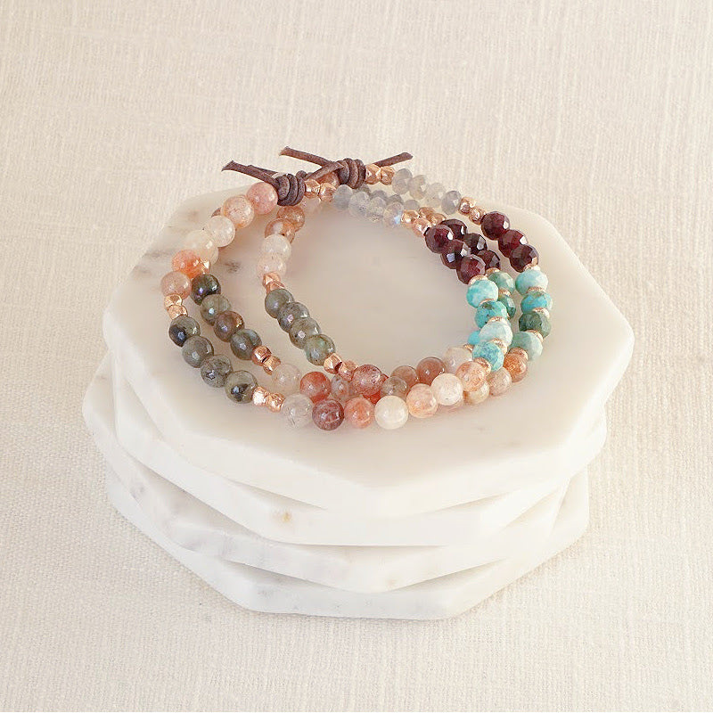 Thrive Mini Bracelet Stack of Three, Empowerment Collection, Embrace Opportunities, Embrace Change, Celebrate Seasons of Life, Learn, Grow, Growth, Feel Empowered