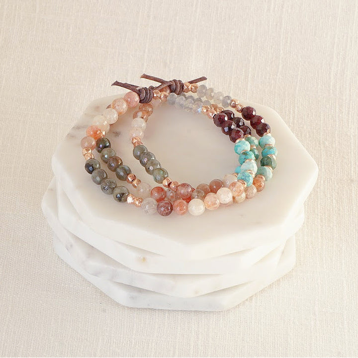 Thrive Mini Bracelet Stack of Three, Empowerment Collection, Embrace Opportunities, Embrace Change, Celebrate Seasons of Life, Learn, Grow, Growth, Feel Empowered