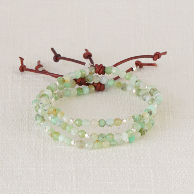 Chrysoprase bracelet, Tiny Mantra bracelet with intention
