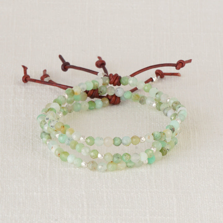 Chrysoprase bracelet, Tiny Mantra bracelet with intention