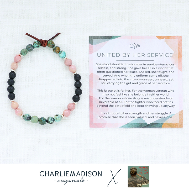 United By Her Service Mini Bracelet | For Women Veterans & Those Who Support Their Journeys