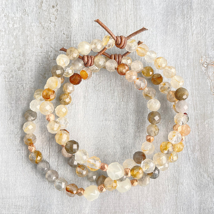 Be Kind Mini Bracelet - Golden Phantom Quartz & Moonstone | A Meaningful Everyday Bracelet