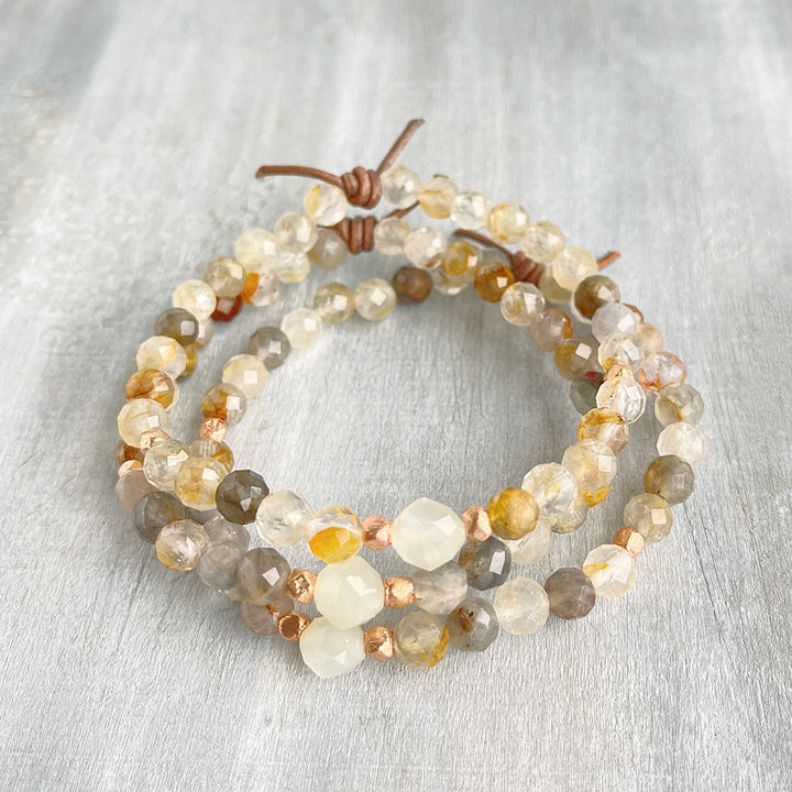 Be Kind Mini Bracelet - Golden Phantom Quartz & Moonstone | A Meaningful Everyday Bracelet