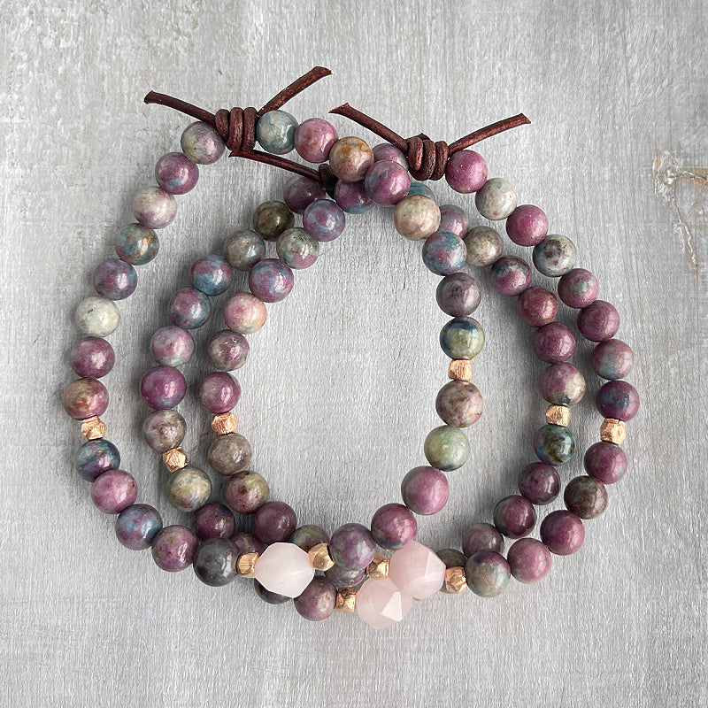 Be Kind Mini Bracelet - Ruby Kyanite & Rose Quartz | A Meaningful Everyday Bracelet