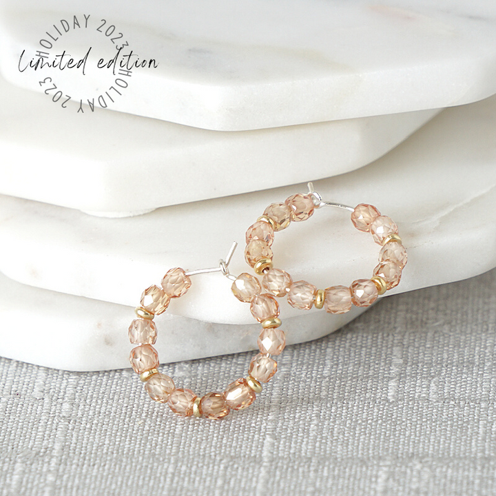 Sterling Silver Champagne Zircon Hoop Earrings | 2023 Holiday Exclusive