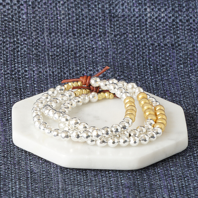 Silver Hematite & Gold Ball Mini Bracelet | 2023 Holiday Exclusive