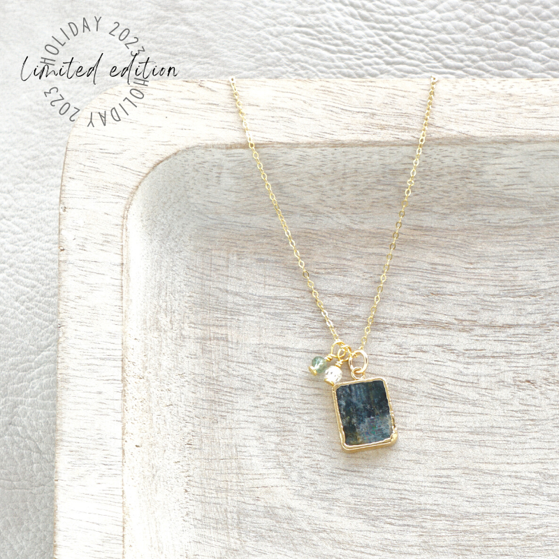 Gold Kyanite Slice Charm Necklace | 2023 Holiday Exclusive