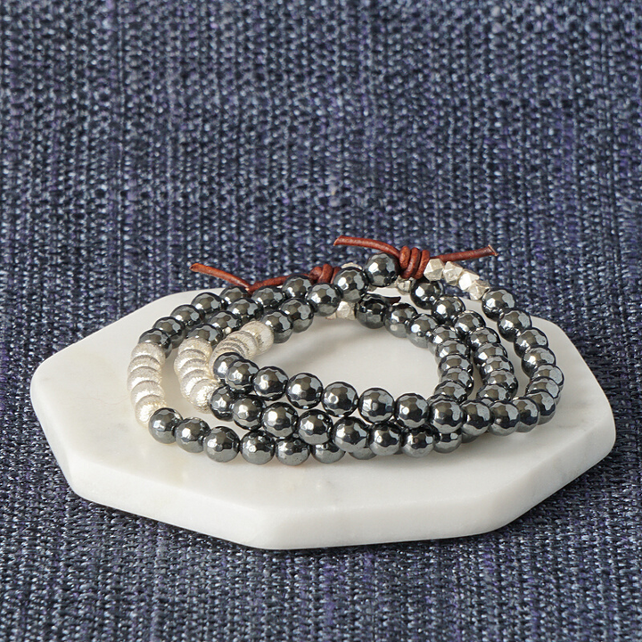 Gunmetal Hematite & Silver Ball Mini Bracelet | 2023 Holiday Exclusive