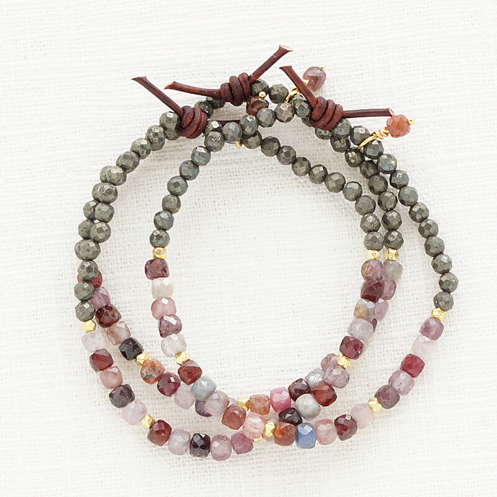 Rainbow Spinel Cube & Pyrite Tiny Bracelet | 2023 Holiday Exclusive