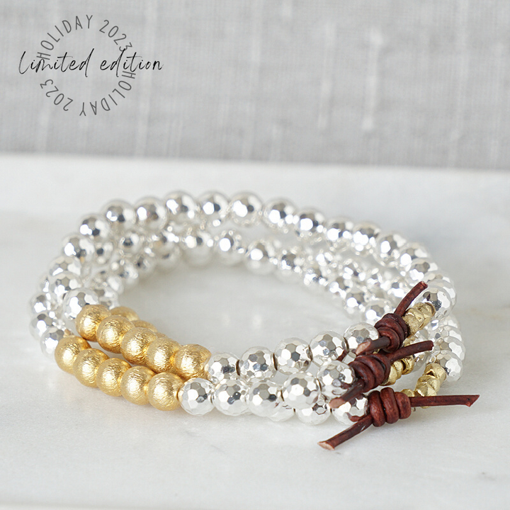 Silver Hematite & Gold Ball Mini Bracelet | 2023 Holiday Exclusive