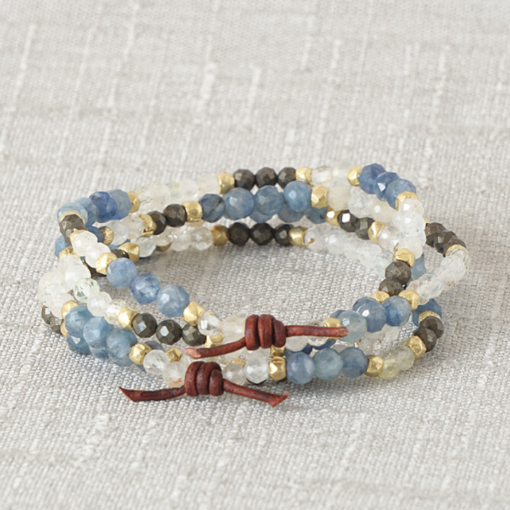 Kyanite, Pyrite, and Topaz Double-Wrap Mini Bracelet | 2023 Holiday Exclusive