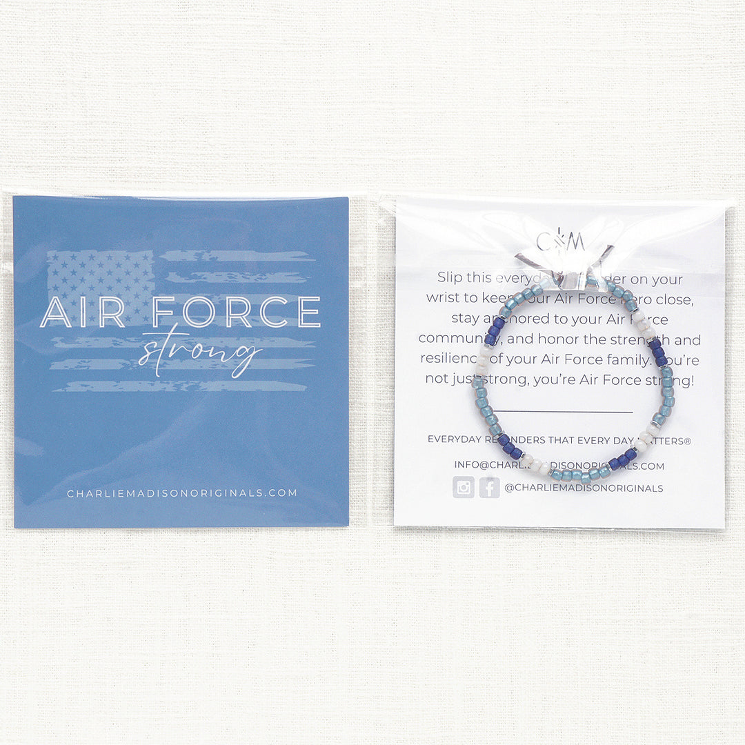 Air Force Strong Bracelet | Tiny Stacker Seed Bead Bracelet