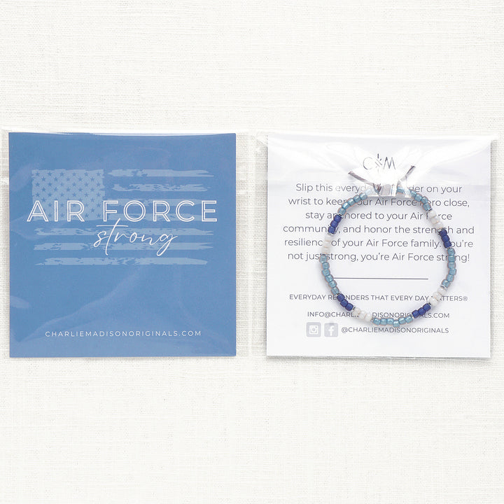 Air Force Strong Bracelet | Tiny Stacker Seed Bead Bracelet