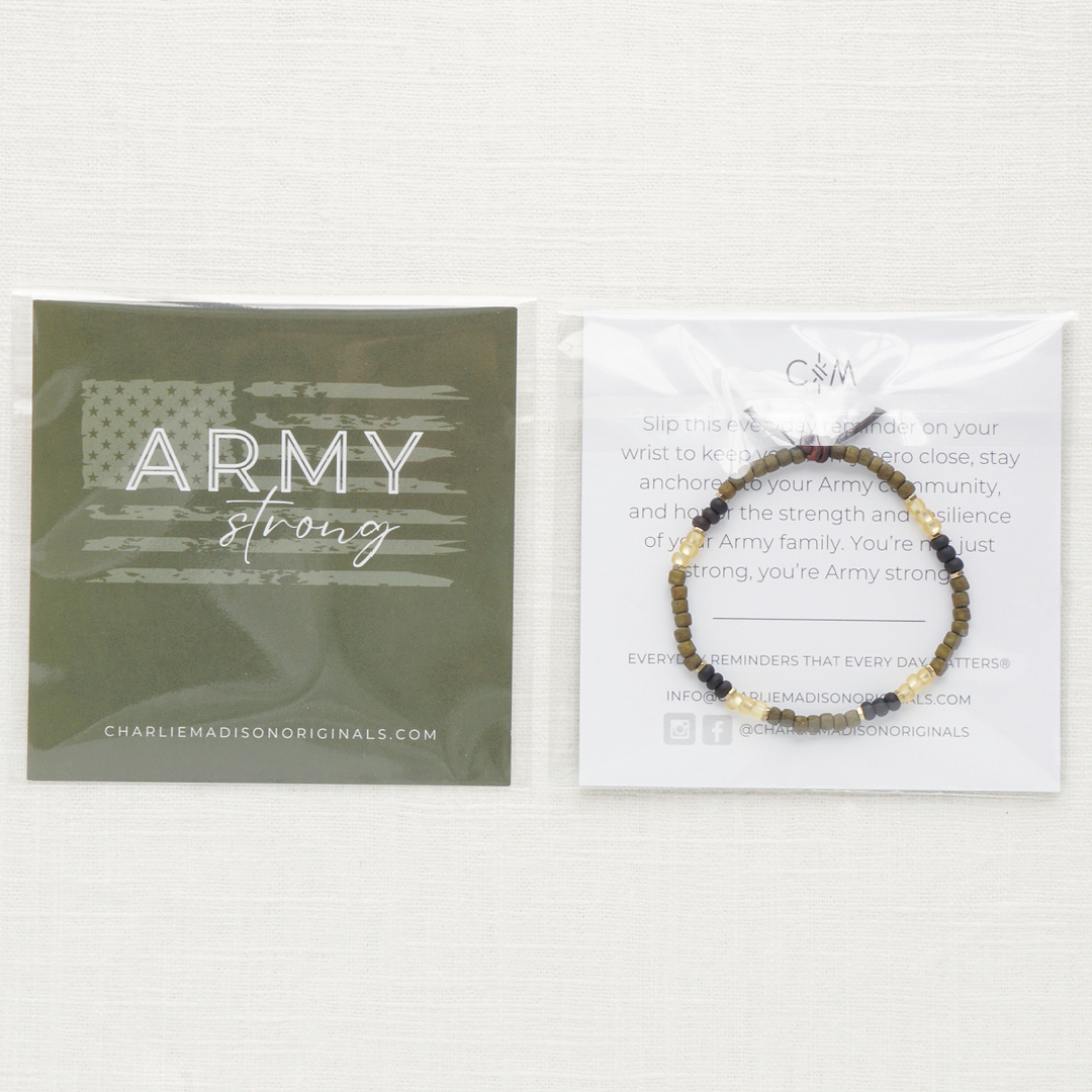 Army Strong Bracelet | Tiny Stacker Seed Bead Bracelet