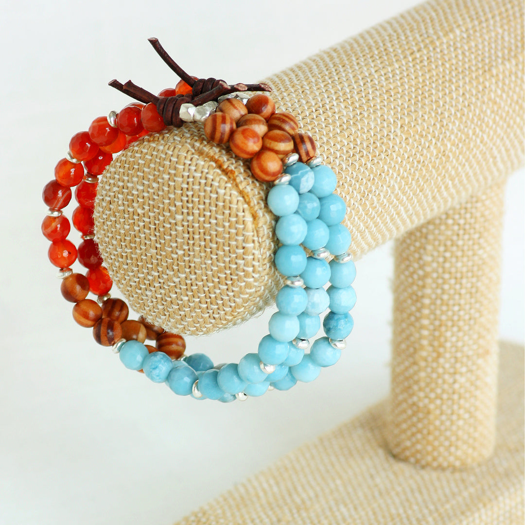 Carnelian, Quartz, and Sandalwood Mini Stacker | August 2025 Stacker of the Month
