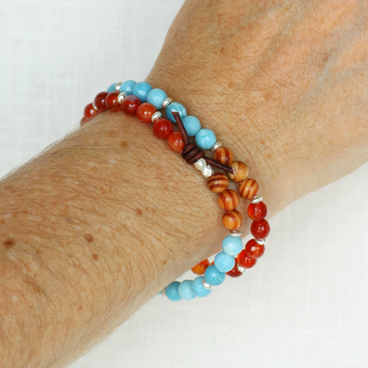 Carnelian, Quartz, and Sandalwood Mini Stacker | August 2025 Stacker of the Month