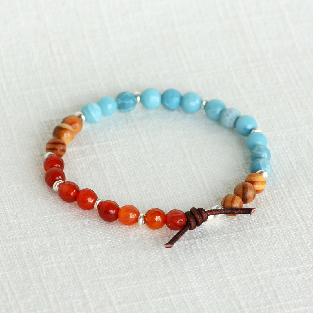 Carnelian, Quartz, and Sandalwood Mini Stacker | August 2025 Stacker of the Month