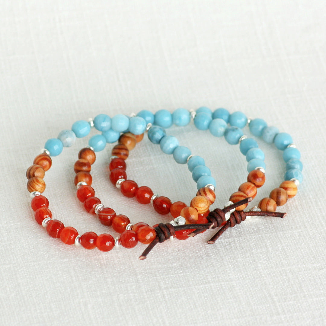 Carnelian, Quartz, and Sandalwood Mini Stacker | August 2025 Stacker of the Month