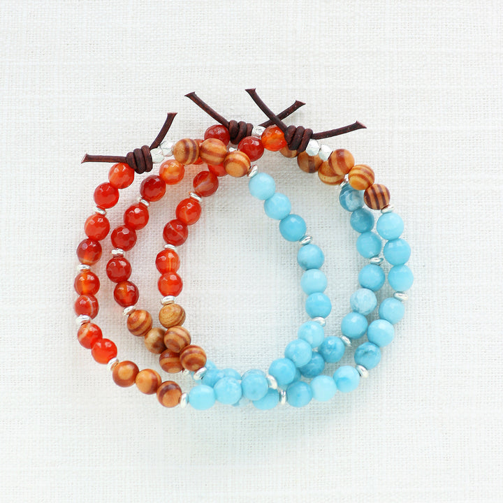Carnelian, Quartz, and Sandalwood Mini Stacker | August 2025 Stacker of the Month