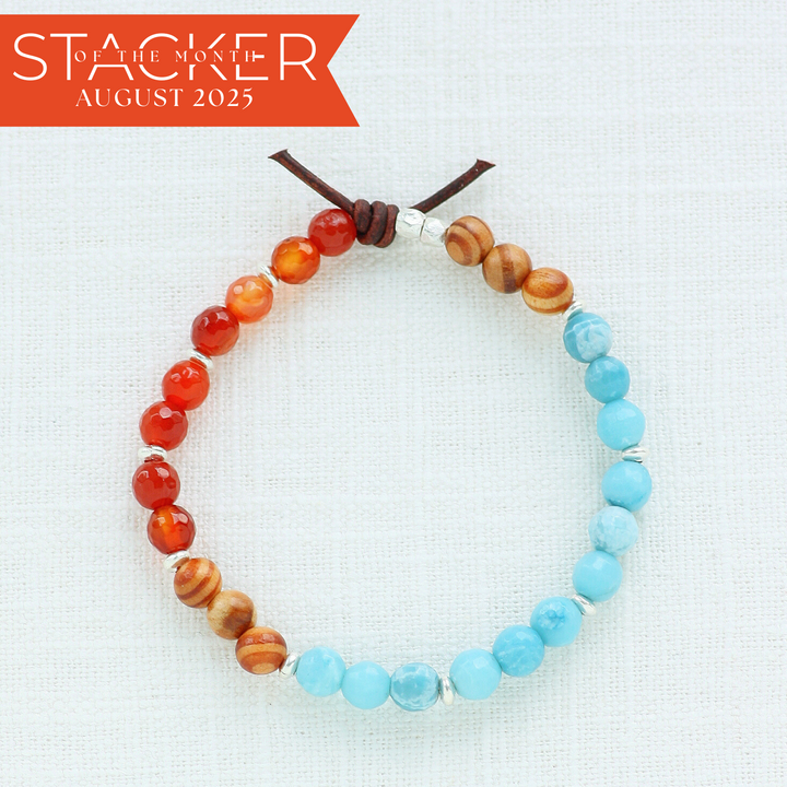 Carnelian, Quartz, and Sandalwood Mini Stacker | August 2025 Stacker of the Month