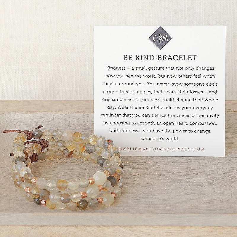 Be Kind Mini Bracelet - Golden Phantom Quartz & Moonstone | A Meaningful Everyday Bracelet