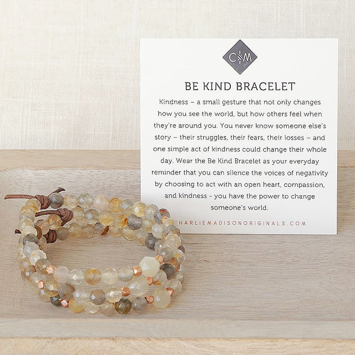 Be Kind Mini Bracelet - Golden Phantom Quartz & Moonstone | A Meaningful Everyday Bracelet
