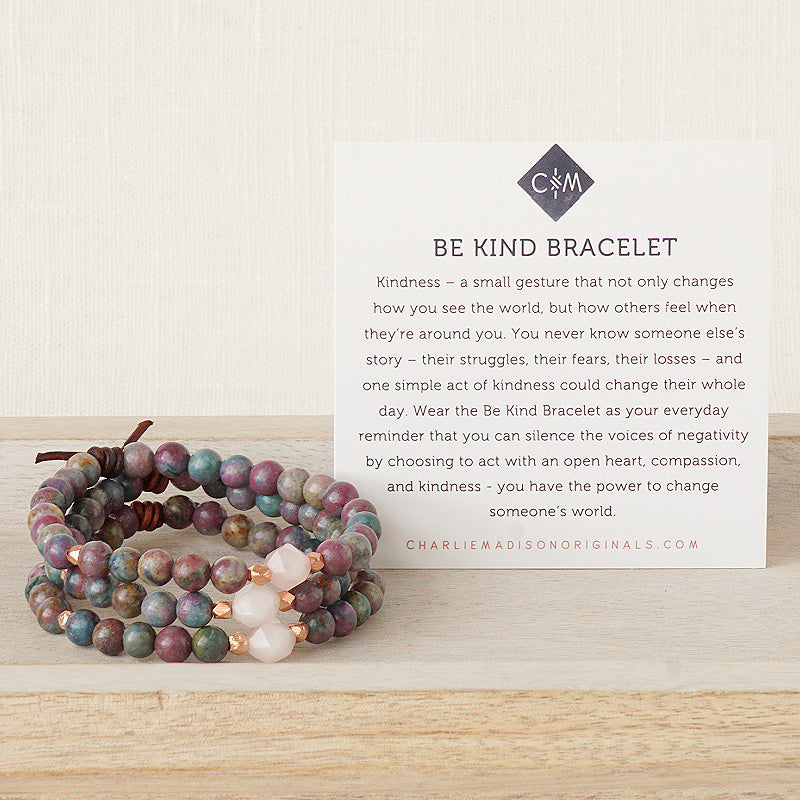 Be Kind Mini Bracelet - Ruby Kyanite & Rose Quartz | A Meaningful Everyday Bracelet