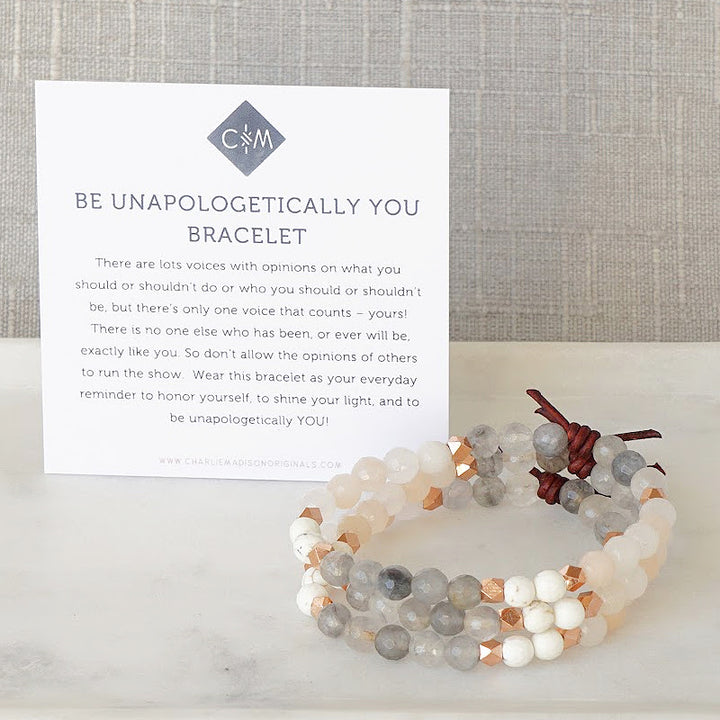 Be Unapologetically You Mini Bracelet With Meaning Card – There is no one else who has been, or ever will be exactly like you. So don’t allow the opinions of others to run the show. Wear this bracelet as your everyday reminder to honor yourself, to shine your light, and to be unapologetically you. 