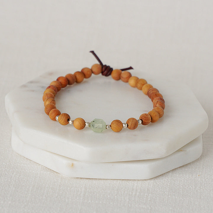Birthstone Bracelet, 6 mm gemstones, Sandalwood, August – Peridot, Essential Oil Jewelry, Essential Oil Diffuser Bracelet, Wood Diffuser Beads