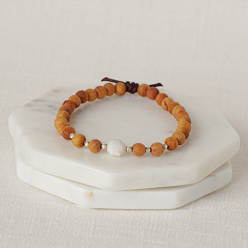 Birthstone Bracelet, 6 mm gemstones, Sandalwood, June – Moonstone, Essential Oil Jewelry, Essential Oil Diffuser Bracelet, Wood Diffuser Beads